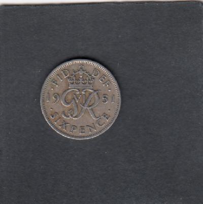 Beschrijving: 6 Pence  GEORGIUS VI 